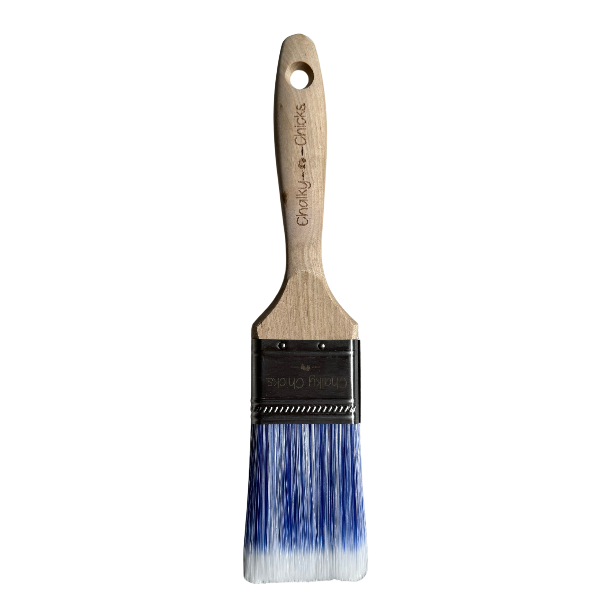 The Blue Bird - 2 inch flat brush with beveled synthetic fiber bristles, Rounded Ergonomic