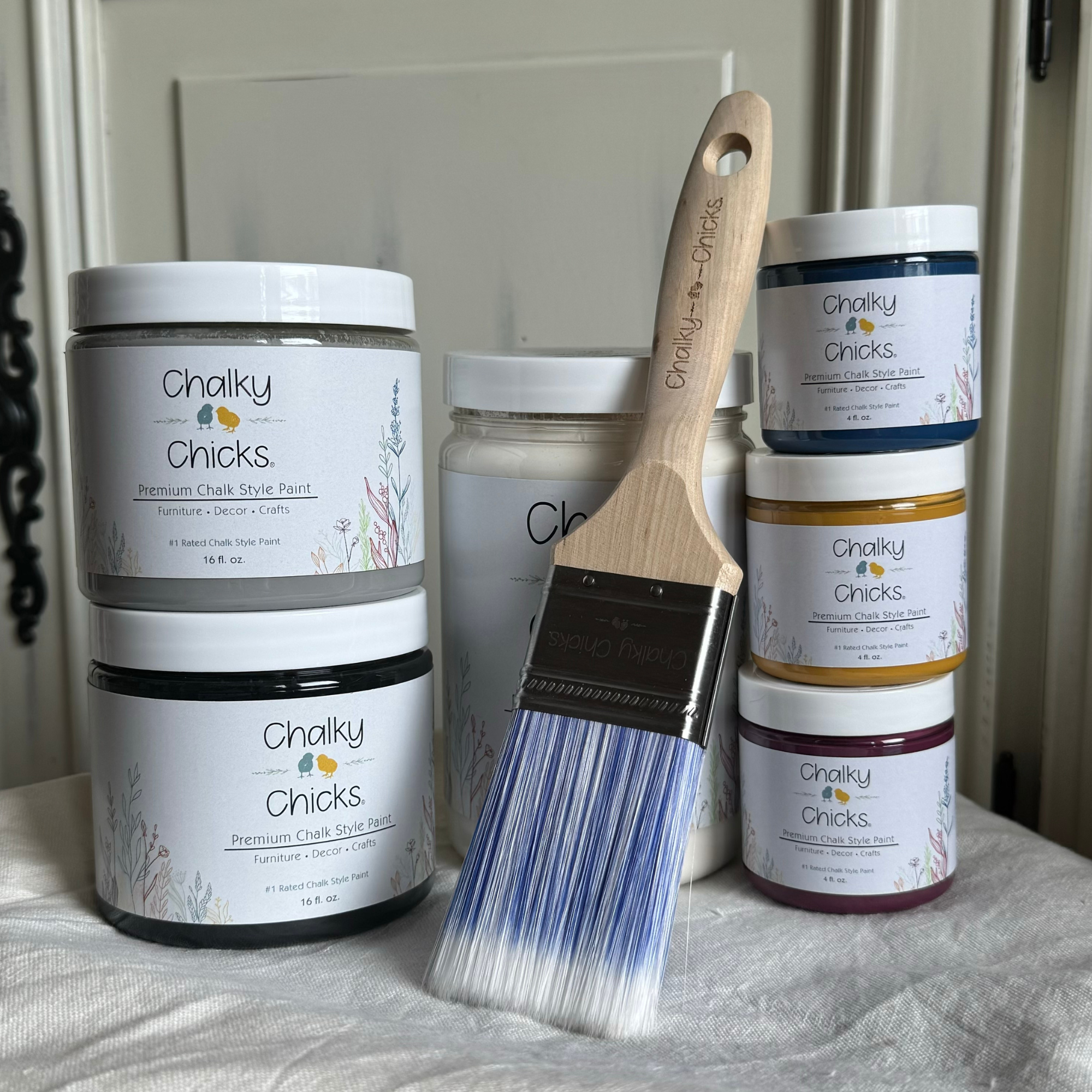 The Blue Bird - 2 inch flat brush with beveled synthetic fiber bristles, Rounded Ergonomic