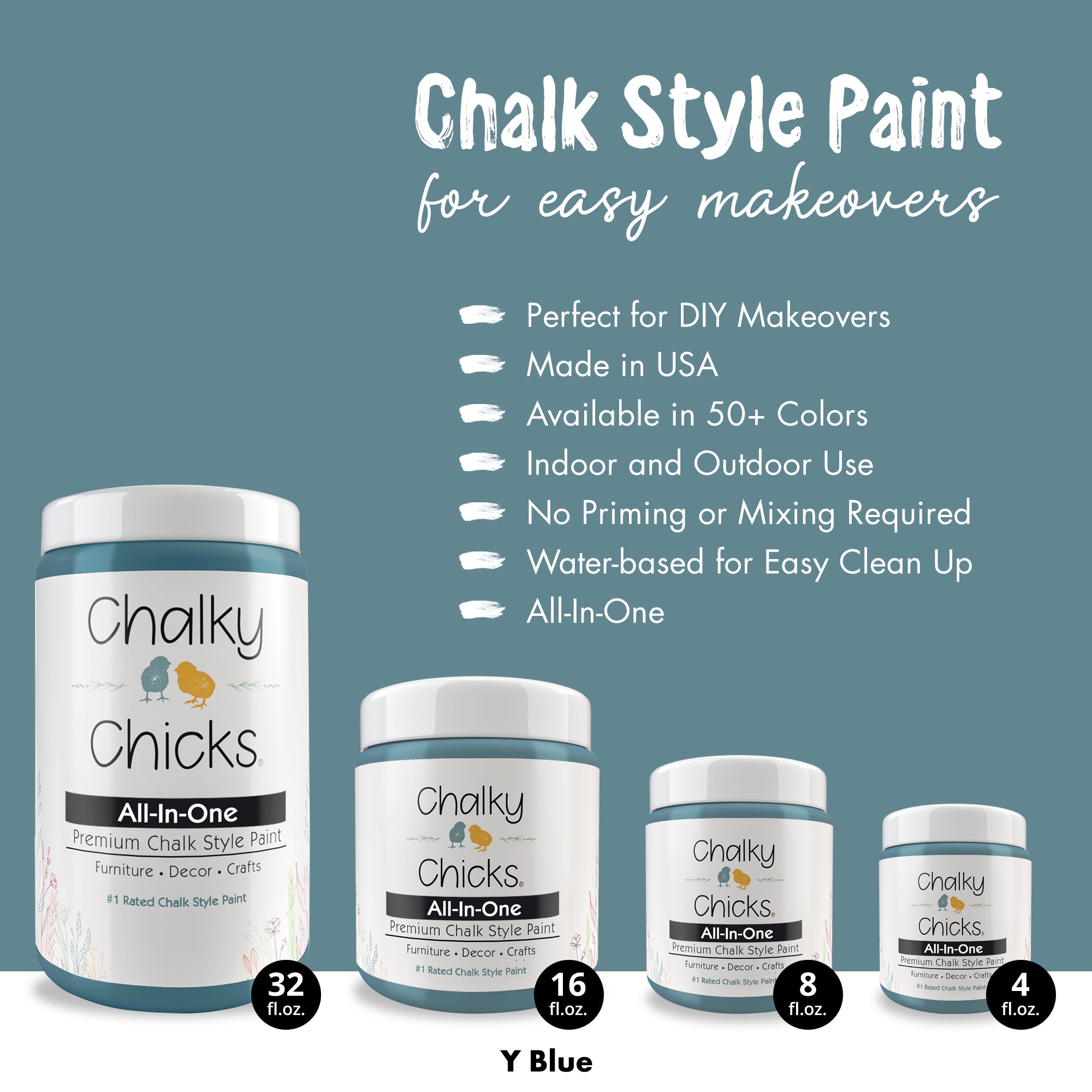 Y Blue, Premium All-In-One Chalk Paint for DIY’ers and Pro's
