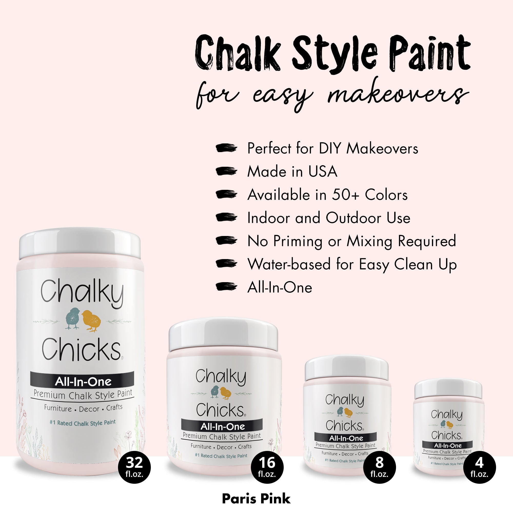 Paris Pink, Premium All-In-One Chalk Paint for DIY’ers and Pro's