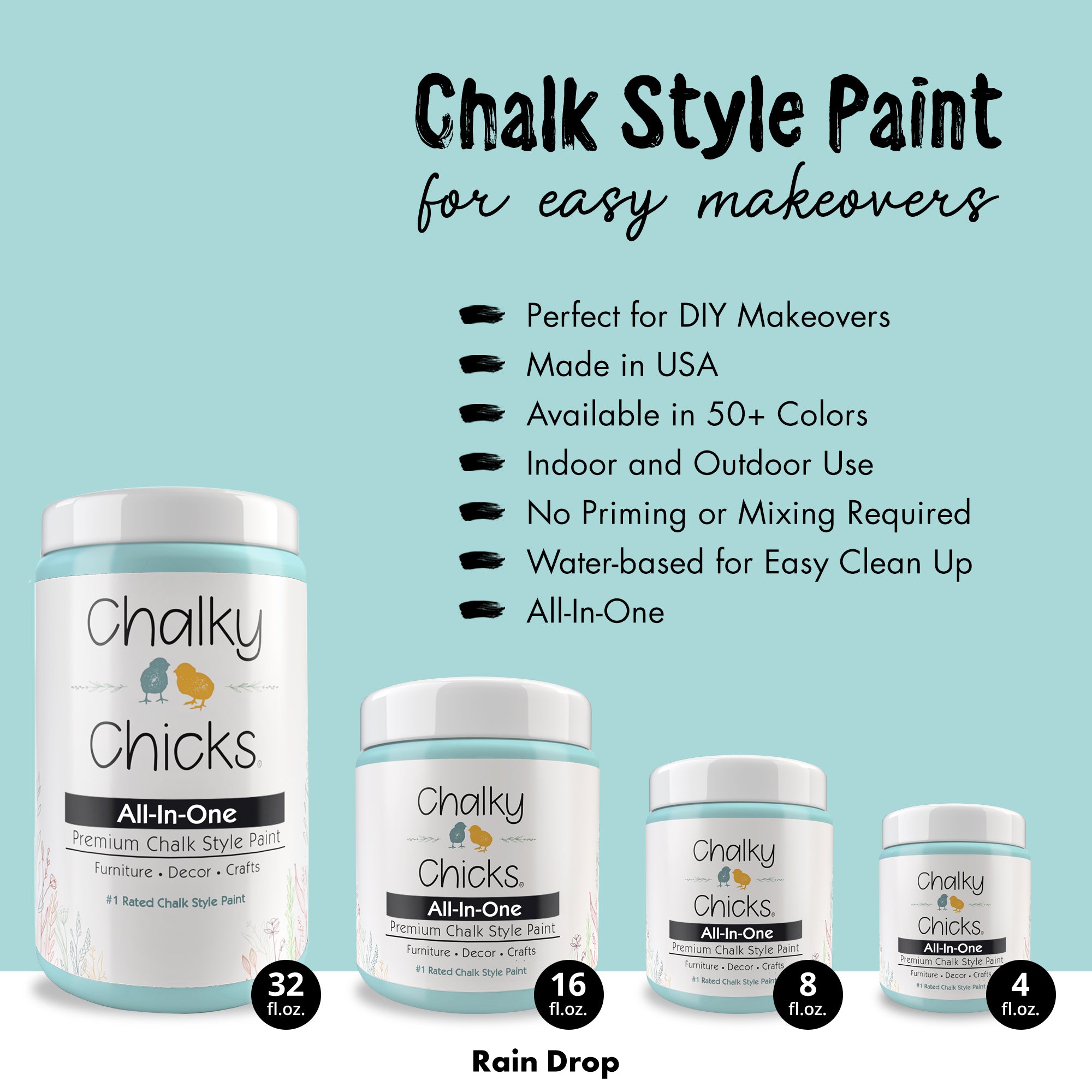 Raindrop, Premium All-In-One Chalk Paint for DIY’ers and Pro's