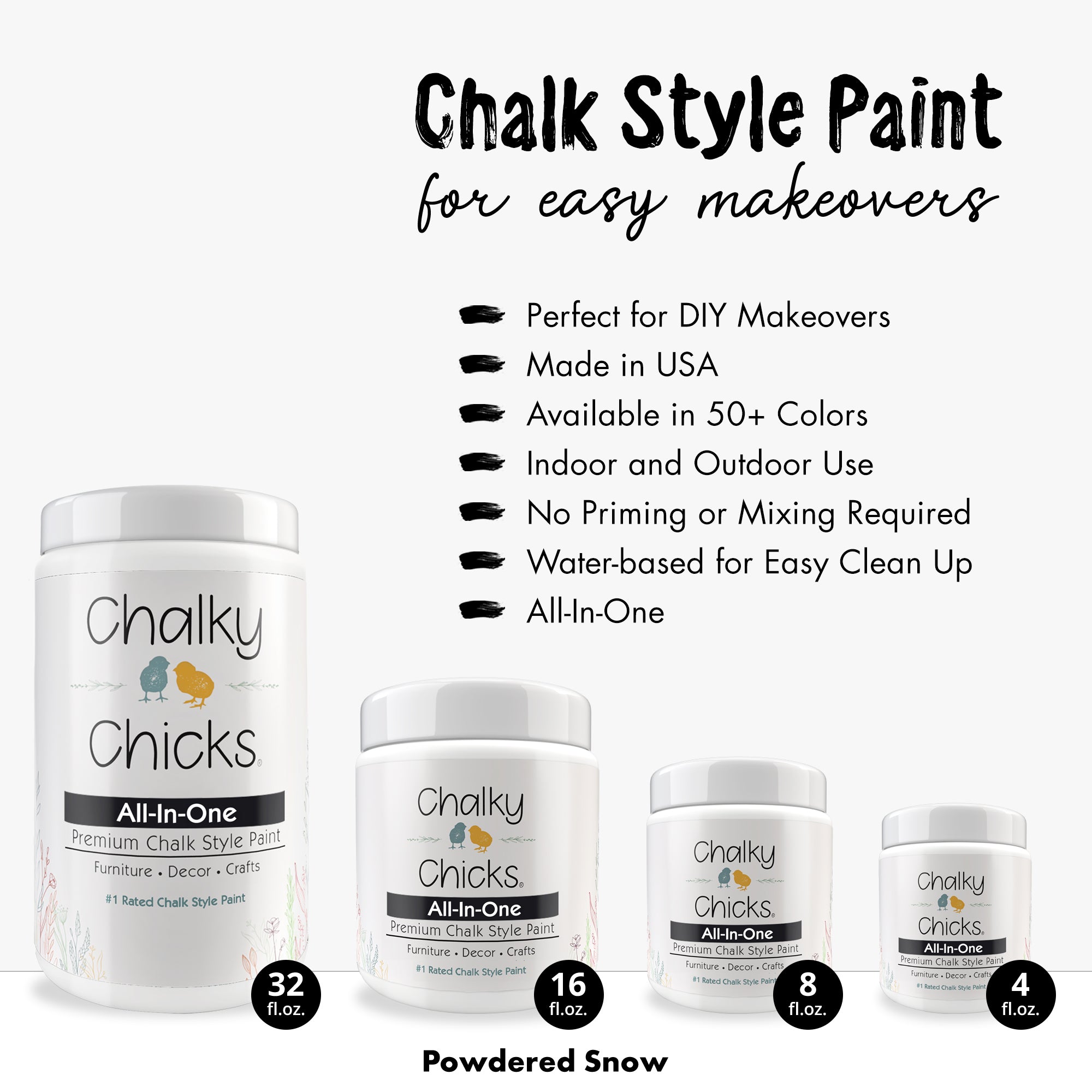 Powdered Snow, Premium All-In-One Chalk Paint for DIY’ers and Pro's