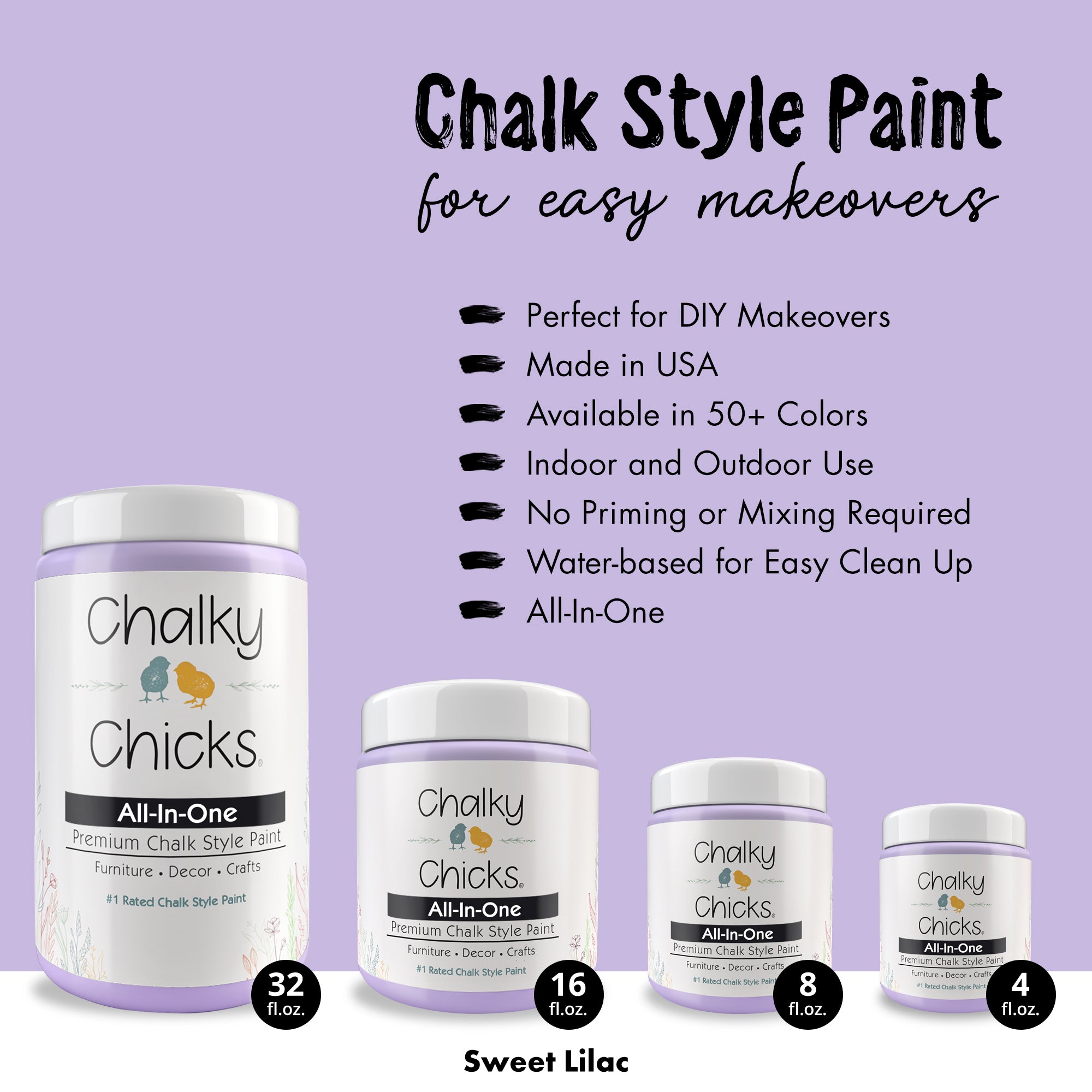 Sweet Lilac, Premium All-In-One Chalk Paint for DIY’ers and Pro's