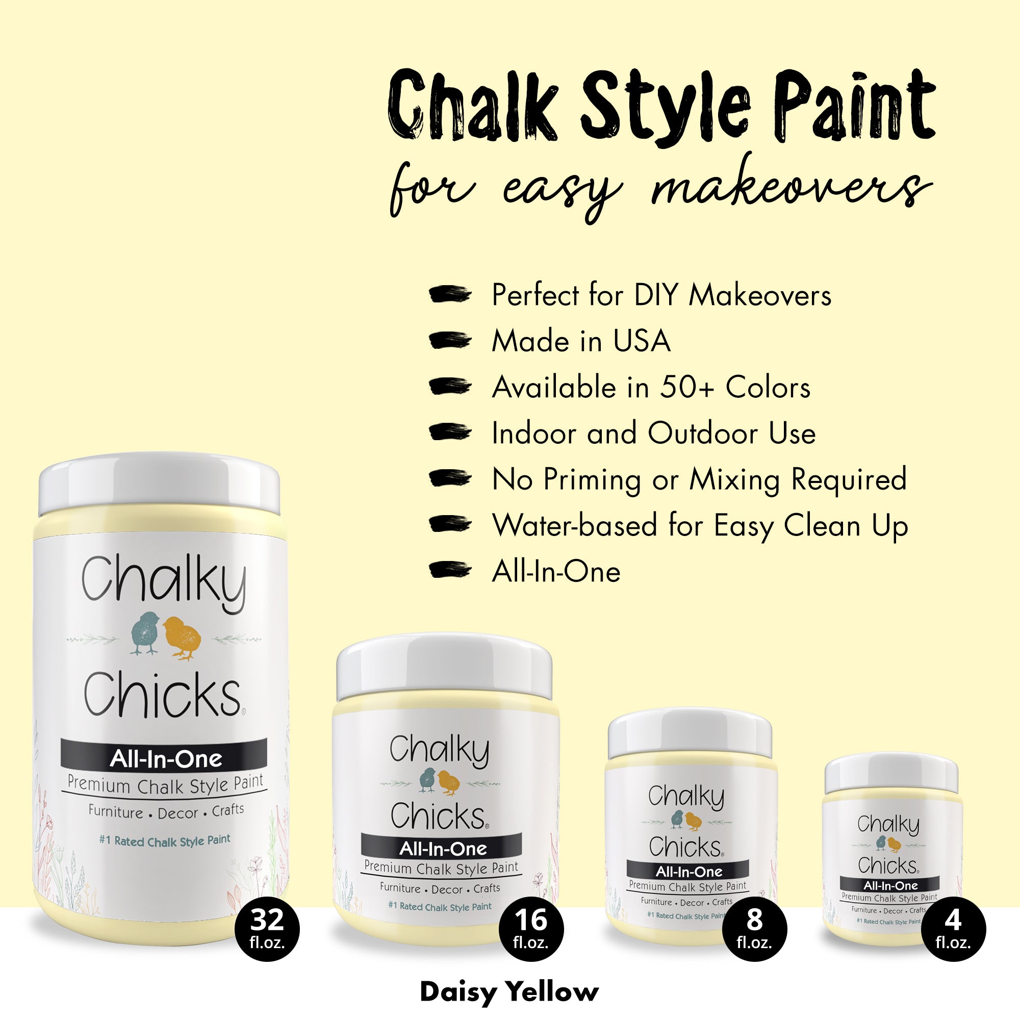 Daisy Yellow, Premium All-In-One Chalk Paint for DIY’ers and Pro's