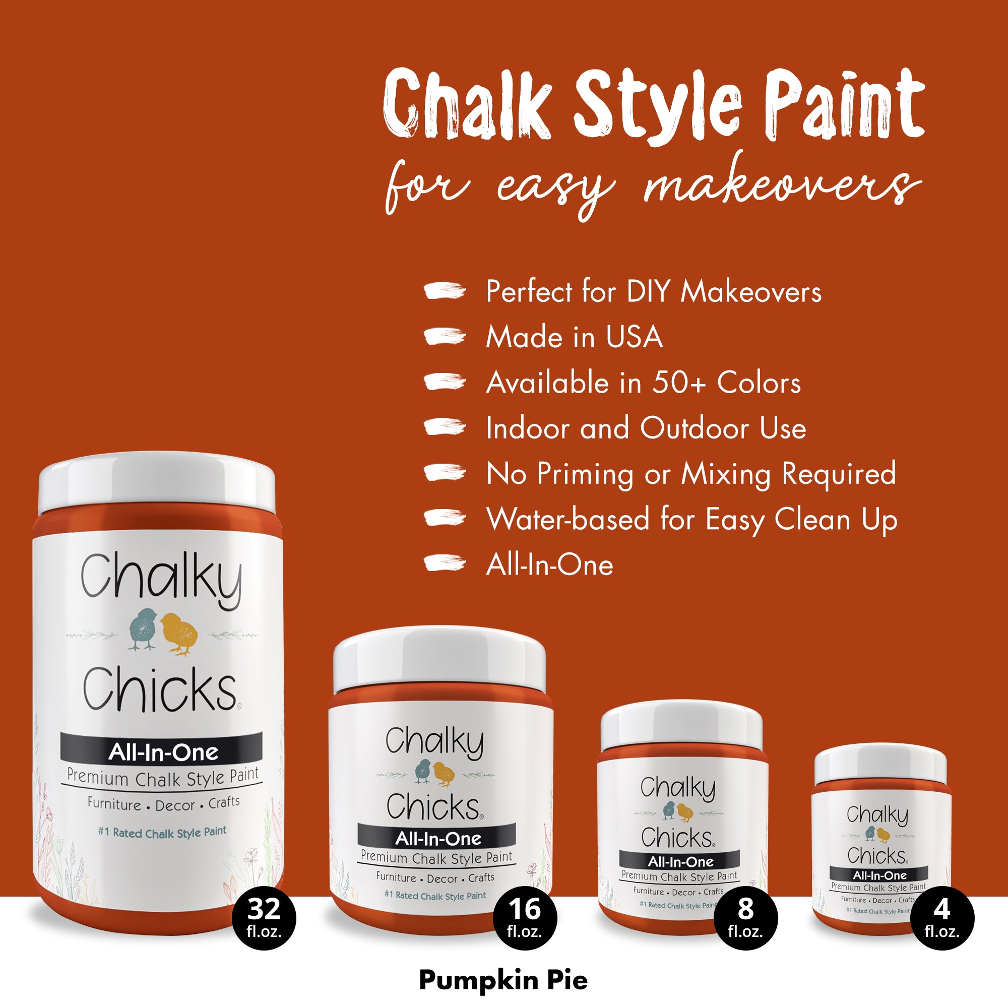 Pumpkin Pie, Premium All-In-One Chalk Paint for DIY’ers and Pro's