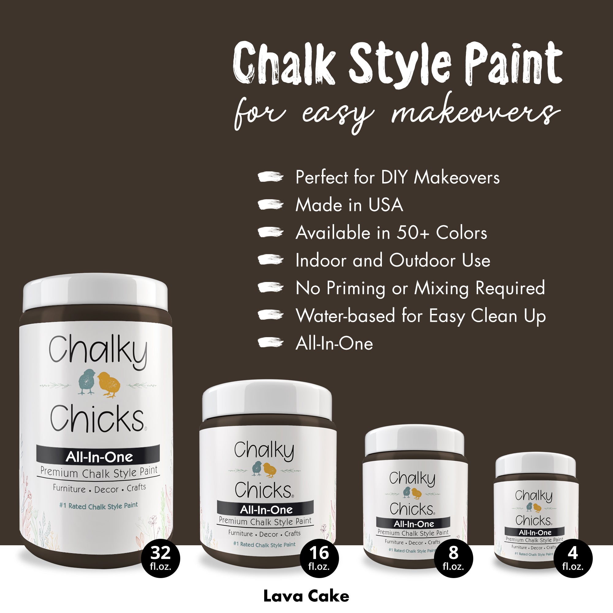 Lava Cake, Premium All-In-One Chalk Paint for DIY’ers and Pro's