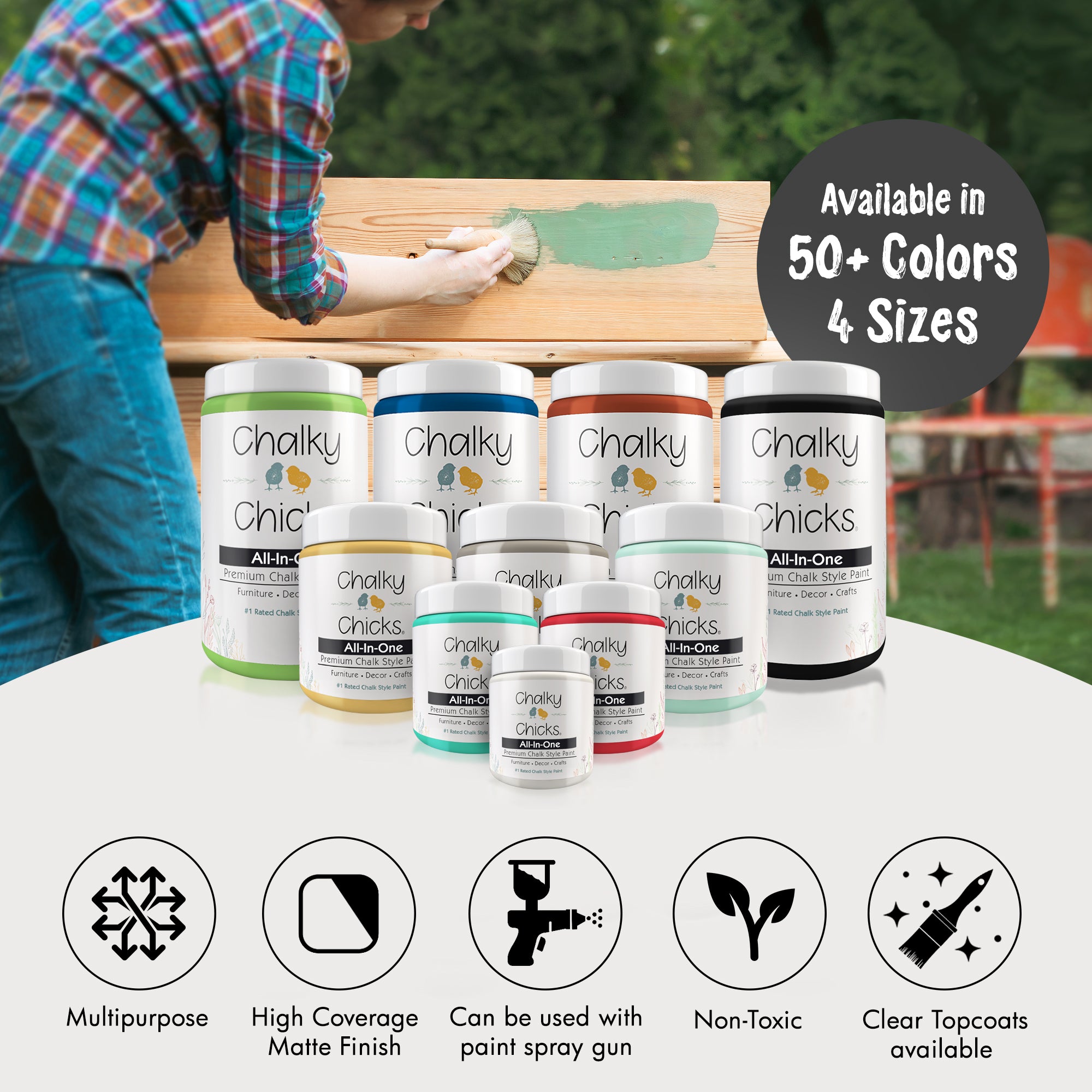 Gun Metal Grey, Premium All-In-One Chalk Paint for DIY’ers and Pro's