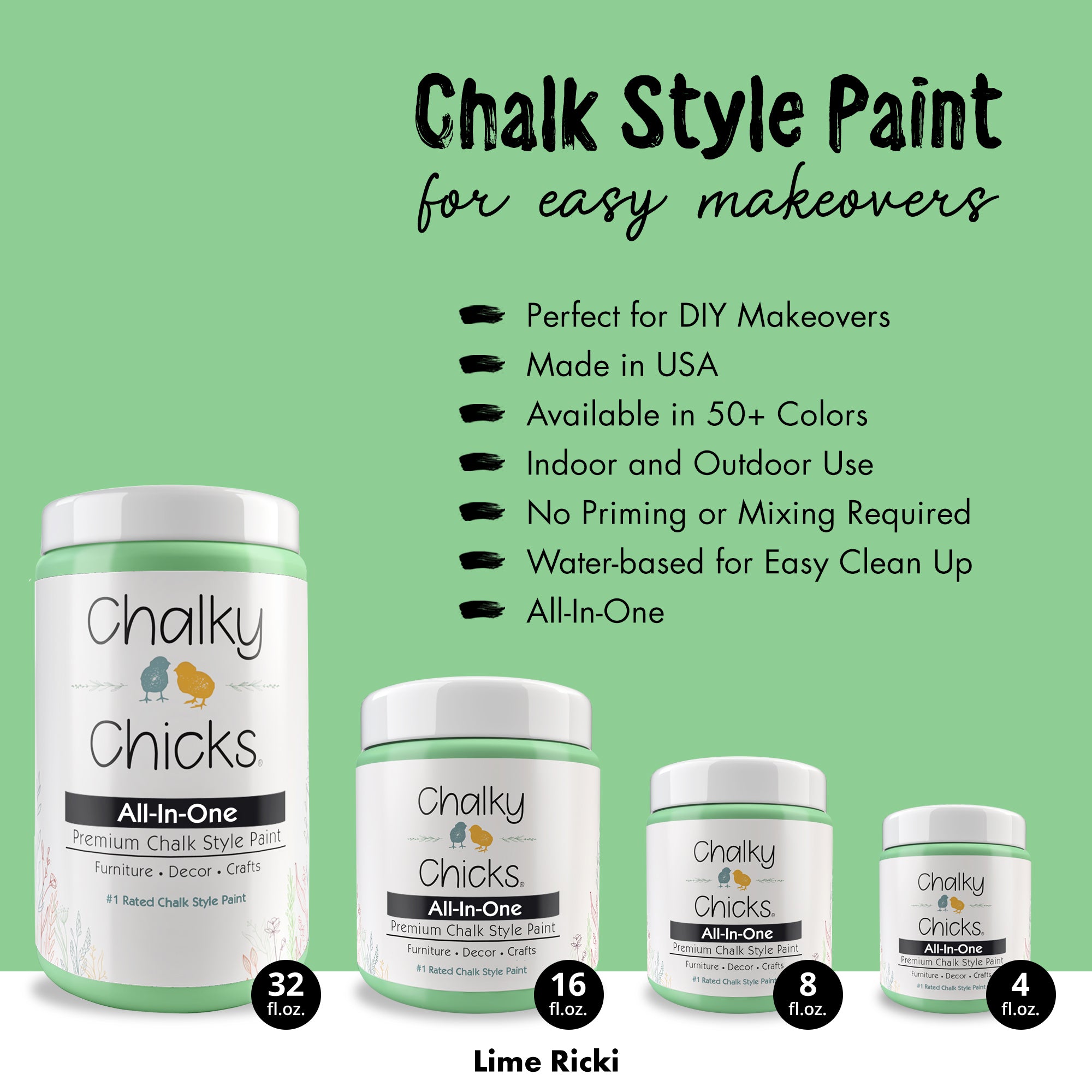 Lime Ricki, Premium All-In-One Chalk Paint for DIY’ers and Pro's