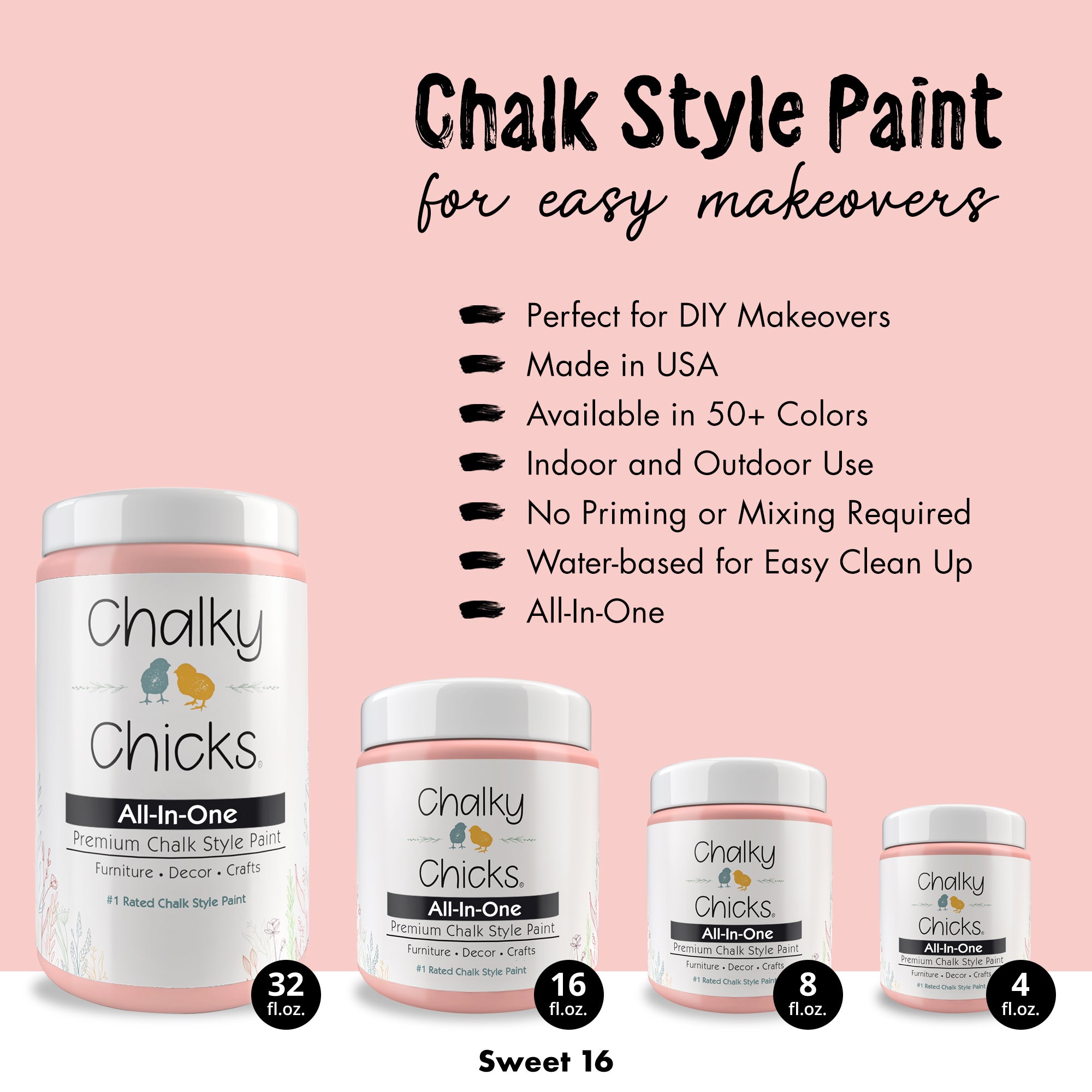 Sweet 16, Premium All-In-One Chalk Paint for DIY’ers and Pro's