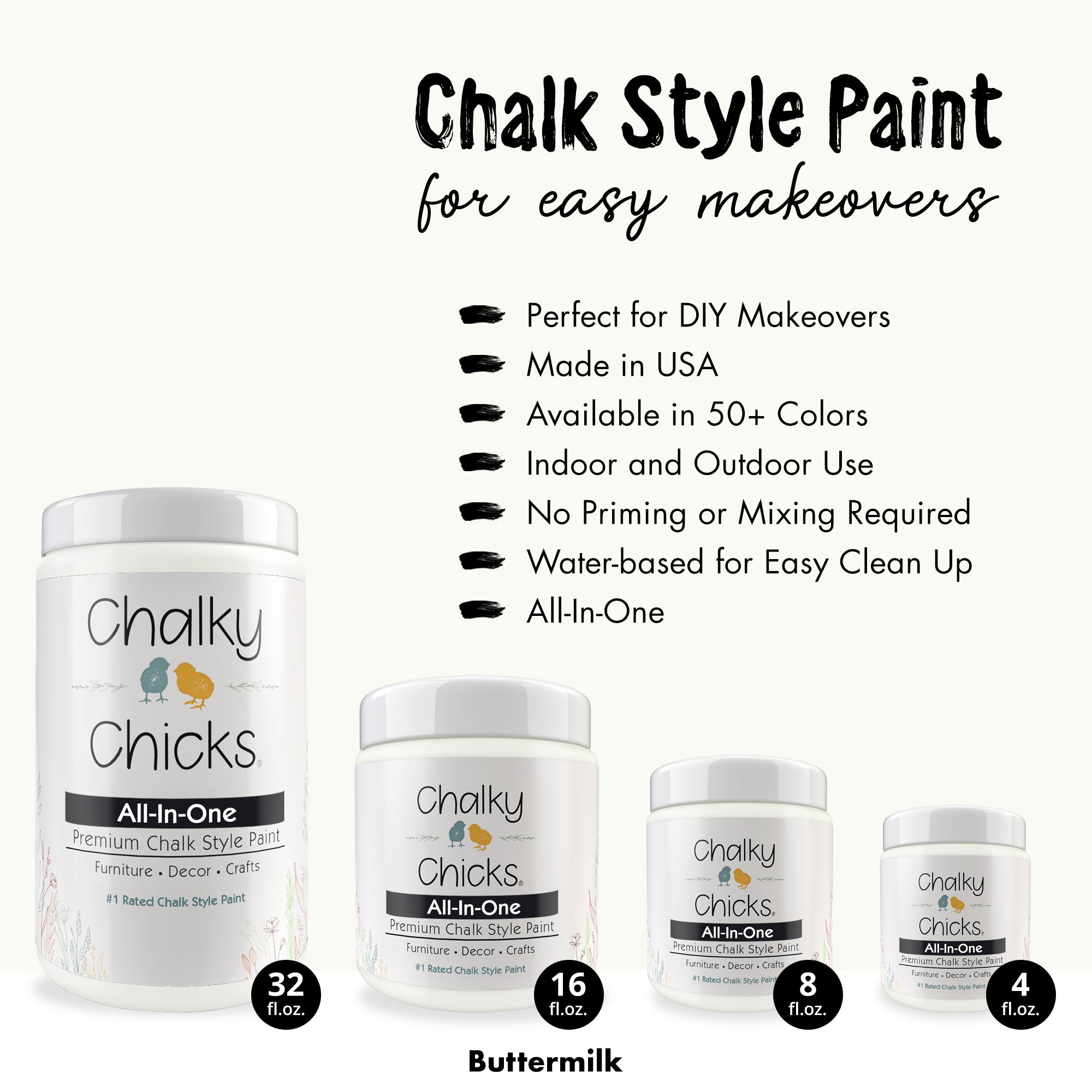 Buttermilk, Premium All-In-One Chalk Paint for DIY’ers and Pro's