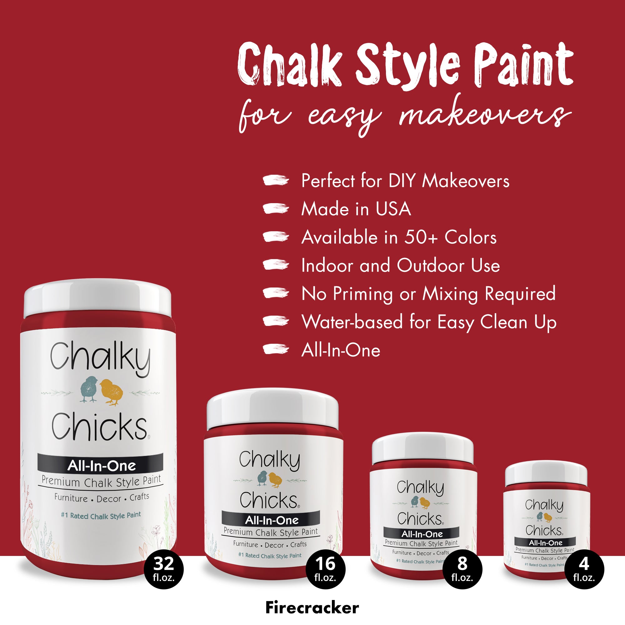 Firecracker, Premium All-In-One Chalk Paint for DIY’ers and Pro's