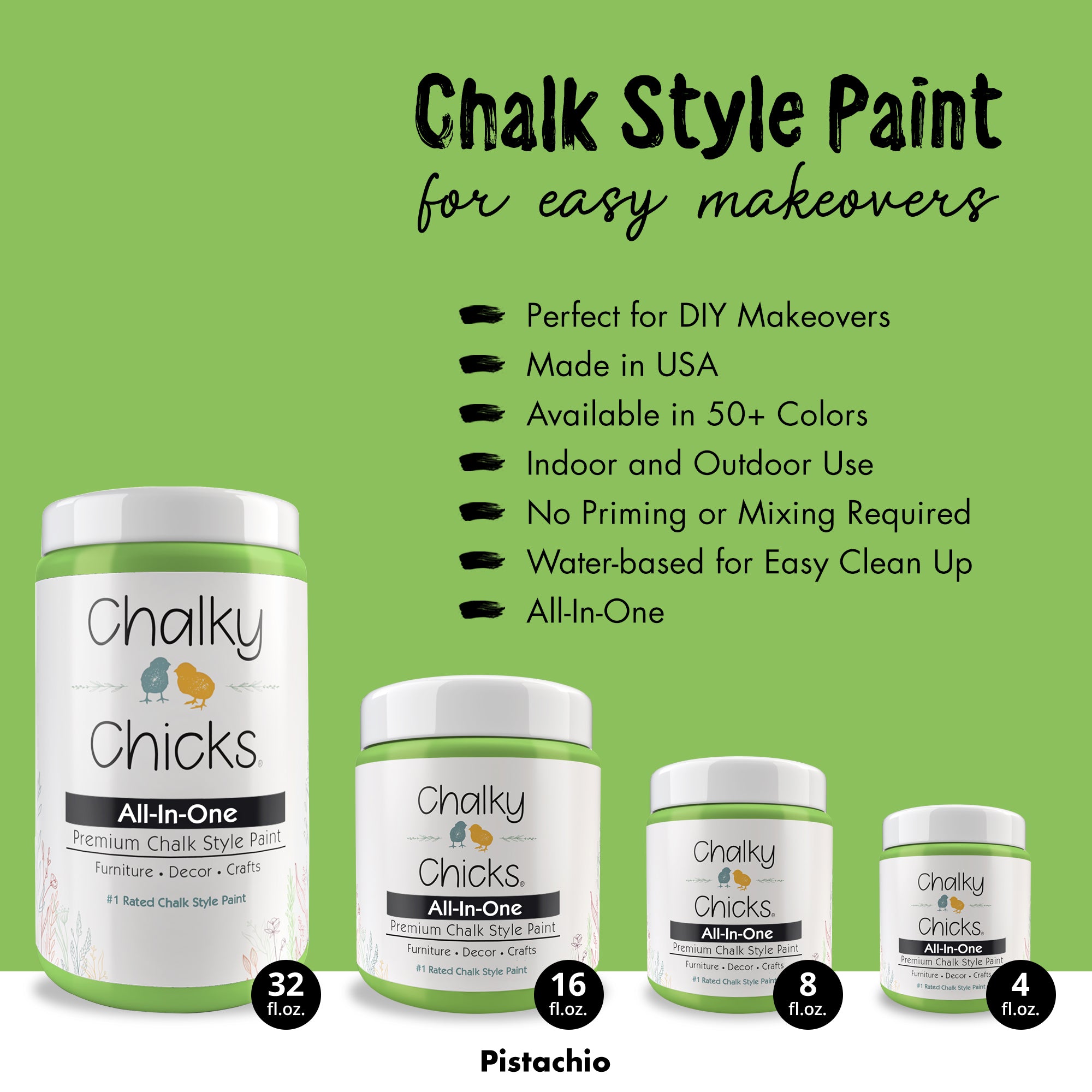 Pistachio, Premium All-In-One Chalk Paint for DIY’ers and Pro's