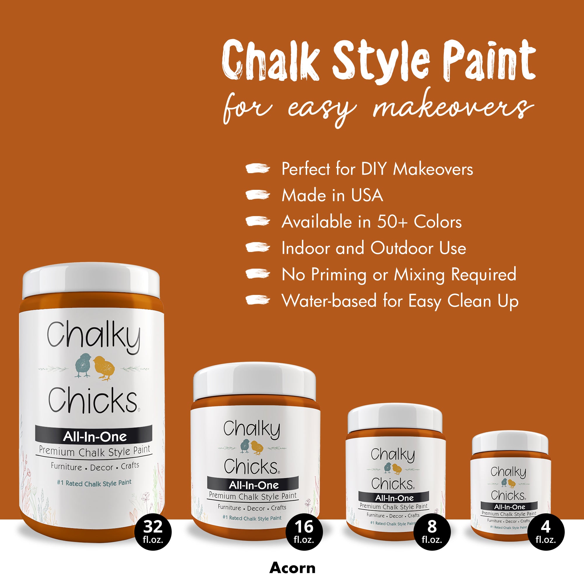 Acorn, Premium All-In-One Chalk Paint for DIY’ers and Pro's