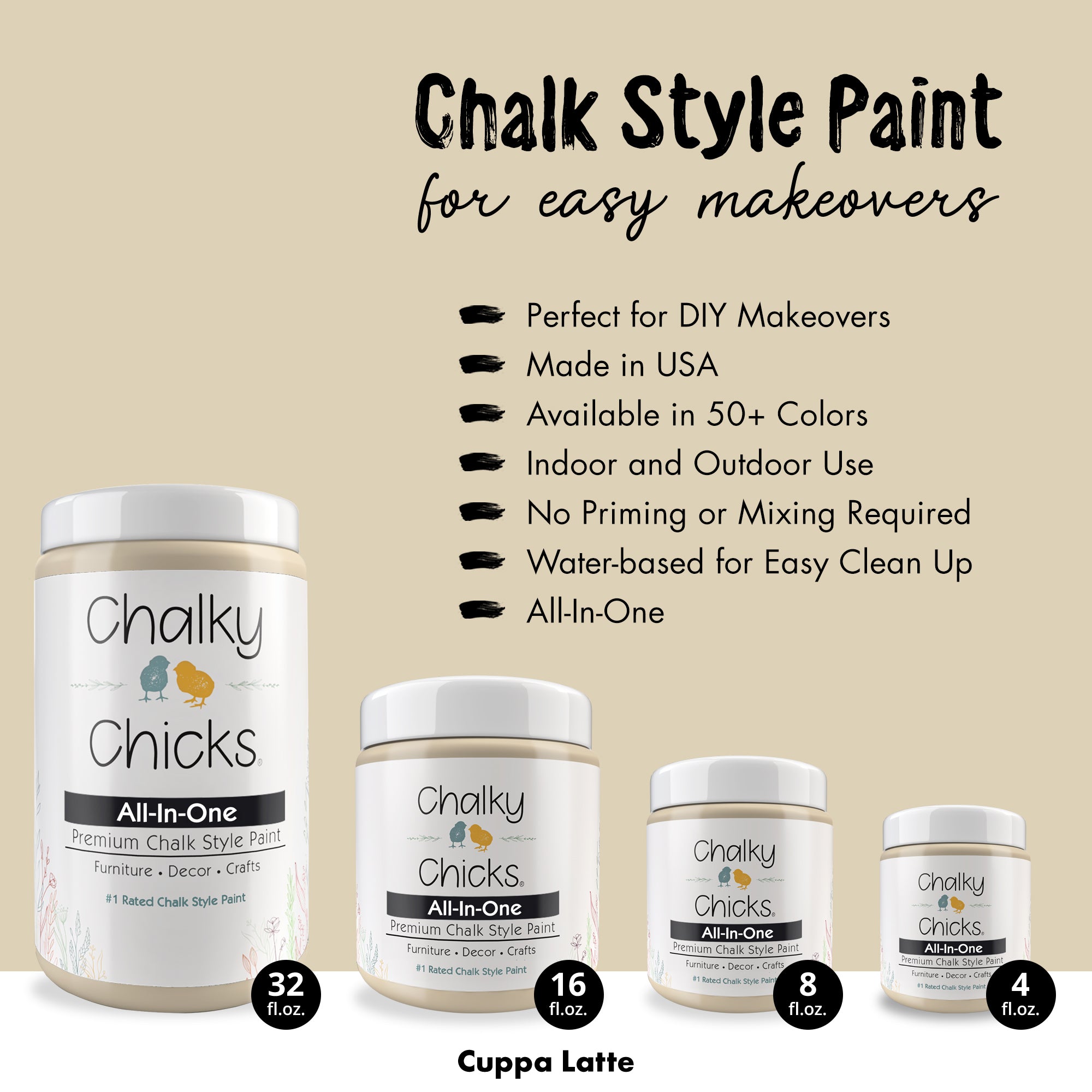 Cuppa Latte, Premium All-In-One Chalk Paint for DIY’ers and Pro's