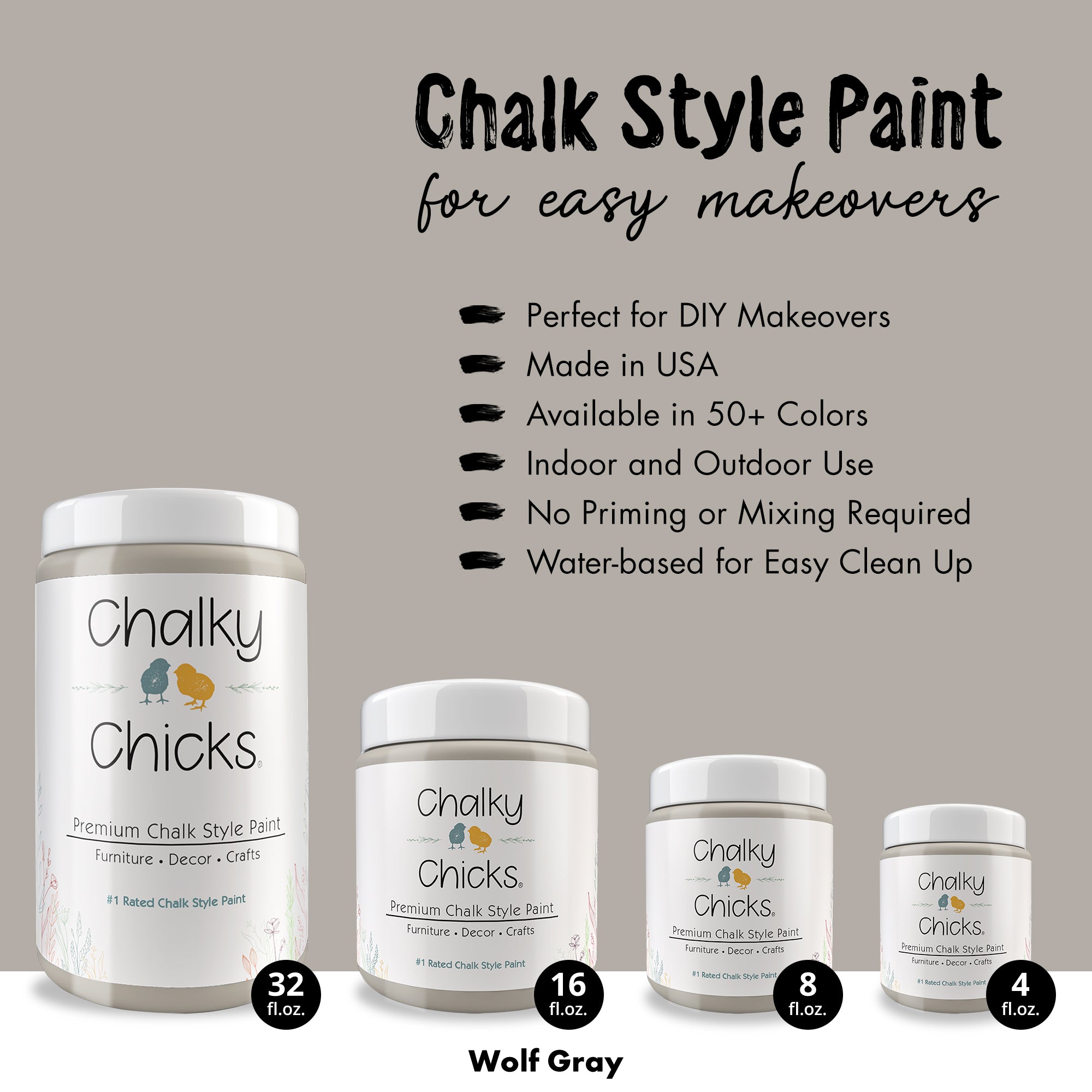 Wolf Grey - Premium Chalk Style Paint