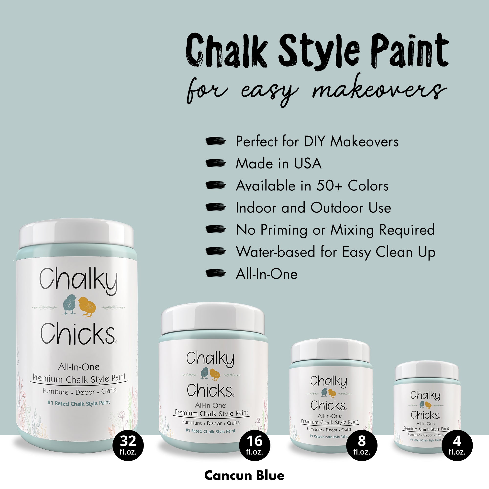 Cancun Blue, Premium All-In-One Chalk Paint for DIY’ers and Pro's