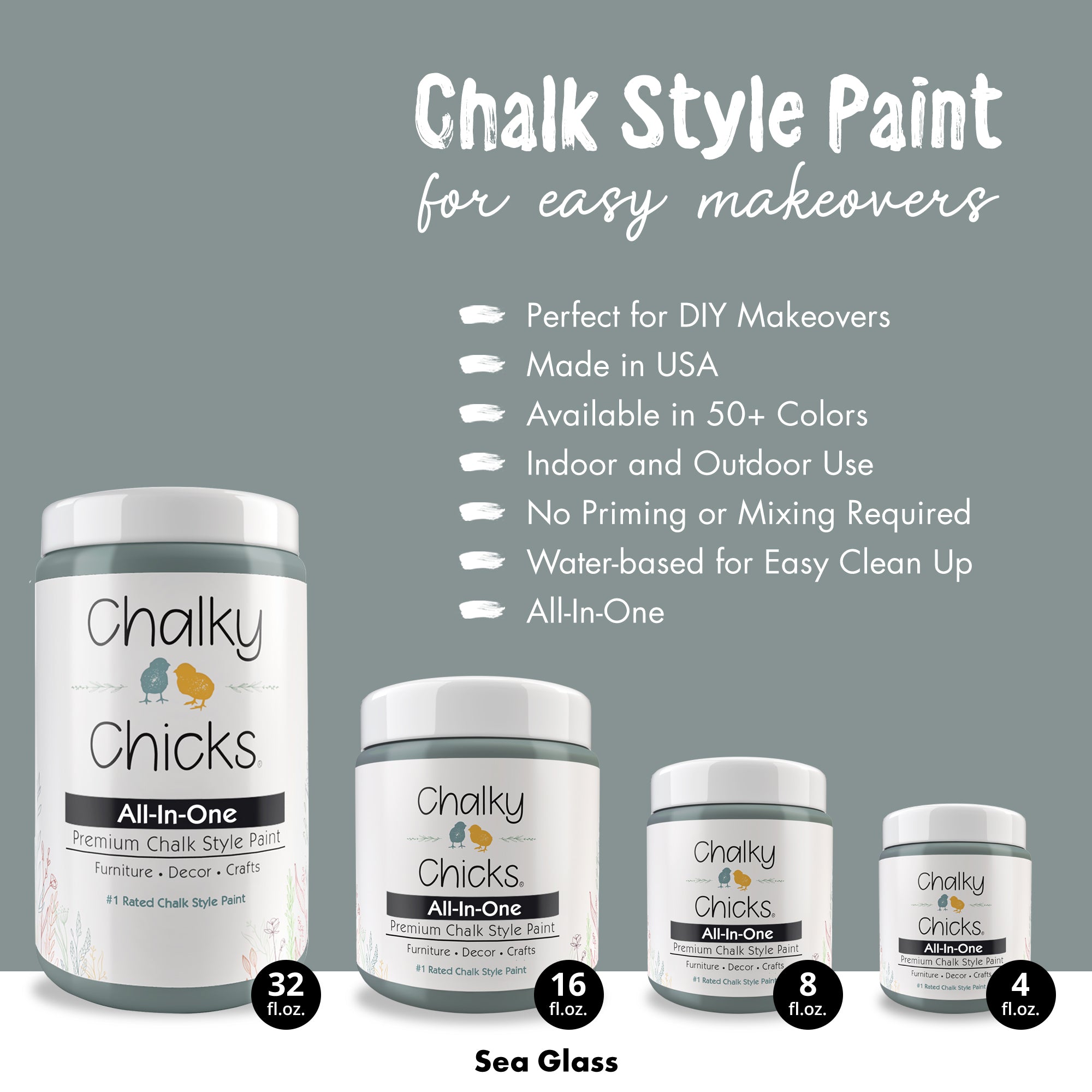 Sea Glass, Premium All-In-One Chalk Paint for DIY’ers and Pro's
