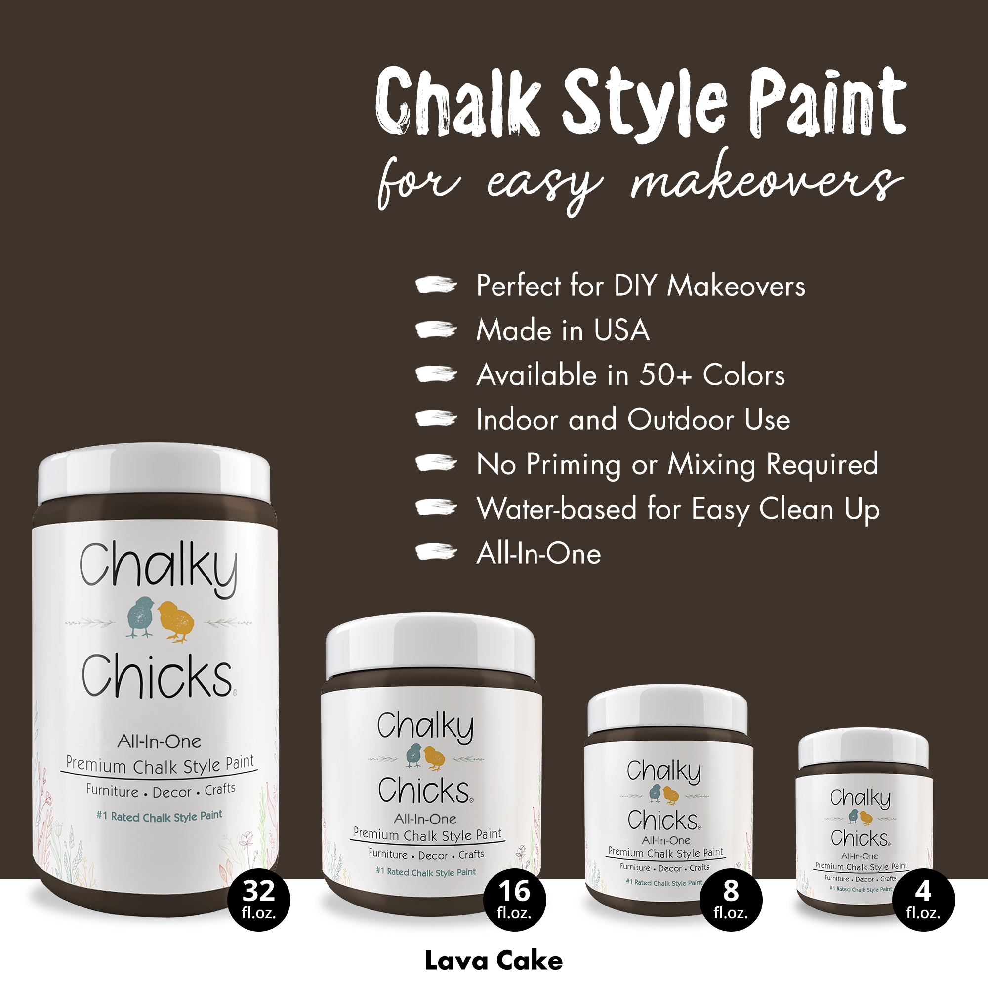 Lava Cake, Premium All-In-One Chalk Paint for DIY’ers and Pro's