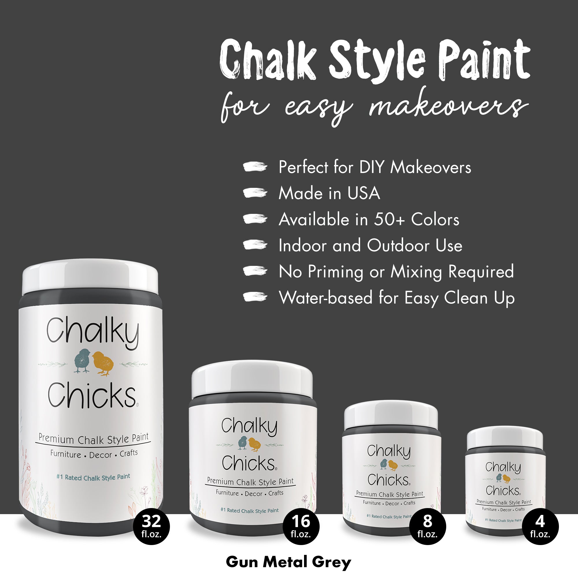 Gun Metal Grey - Premium Chalk Style Paint