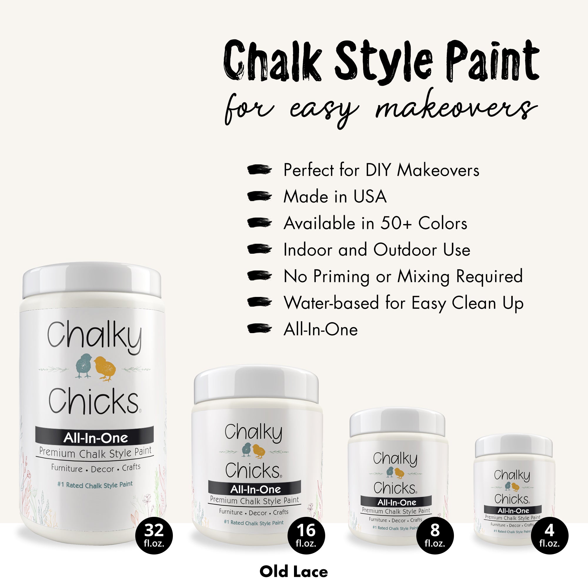 Old Lace, Premium All-In-One Chalk Paint for DIY’ers and Pro's