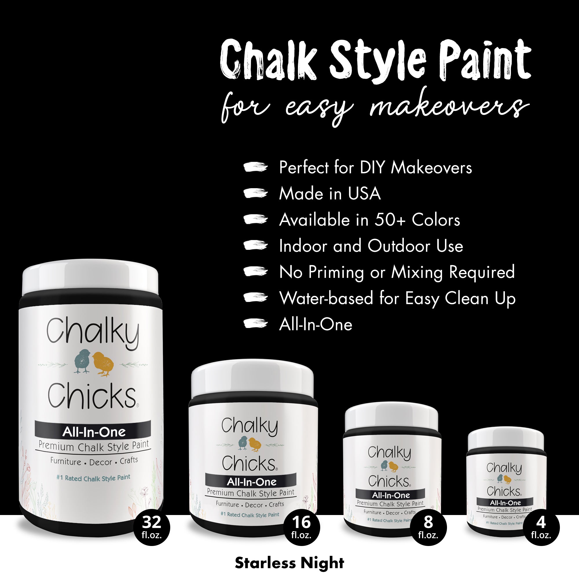 Starless Night, Premium All-In-One Chalk Paint for DIY’ers and Pro's