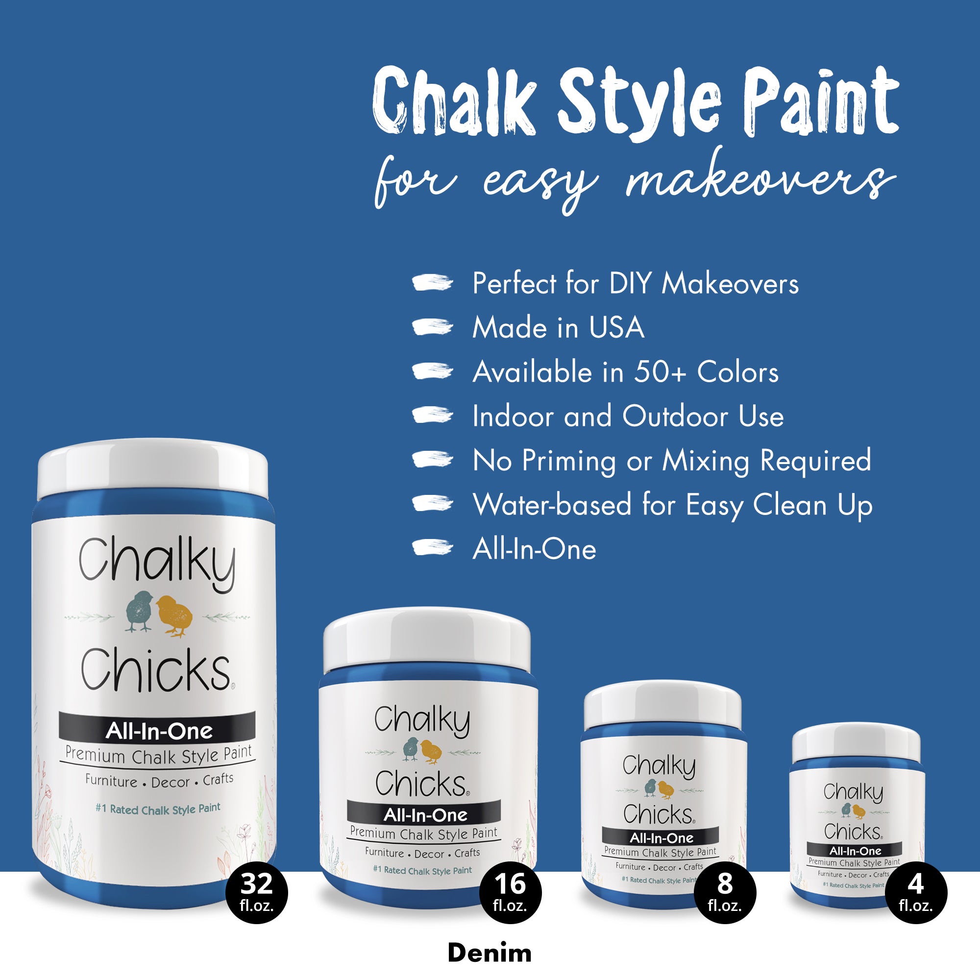 Denim, Premium All-In-One Chalk Paint for DIY’ers and Pro's