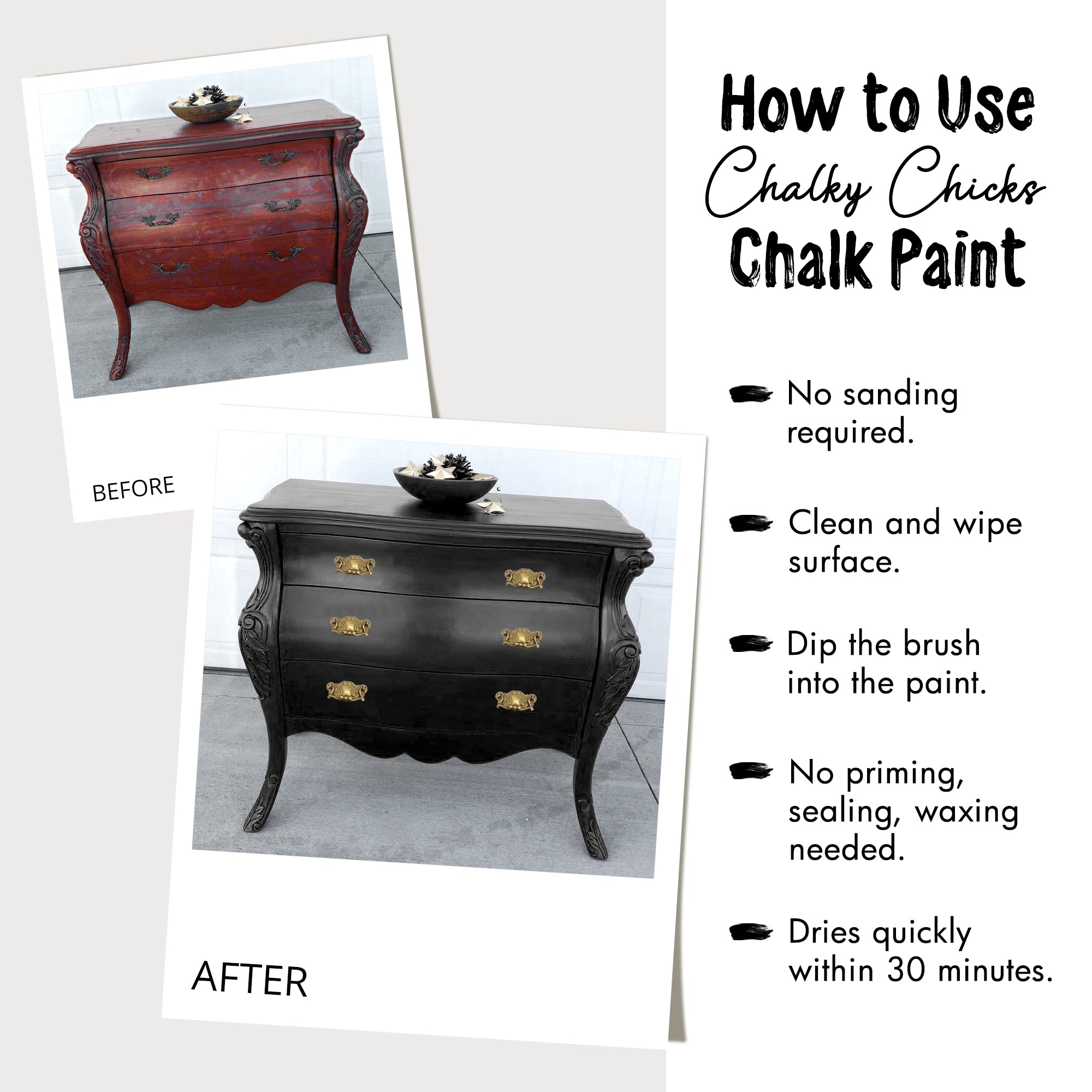 Chalky Chicks Matte Chalk Furniture Paint for Wood, Glass, Fabric, & Metal, Alaskan Brown Bear, 16 oz