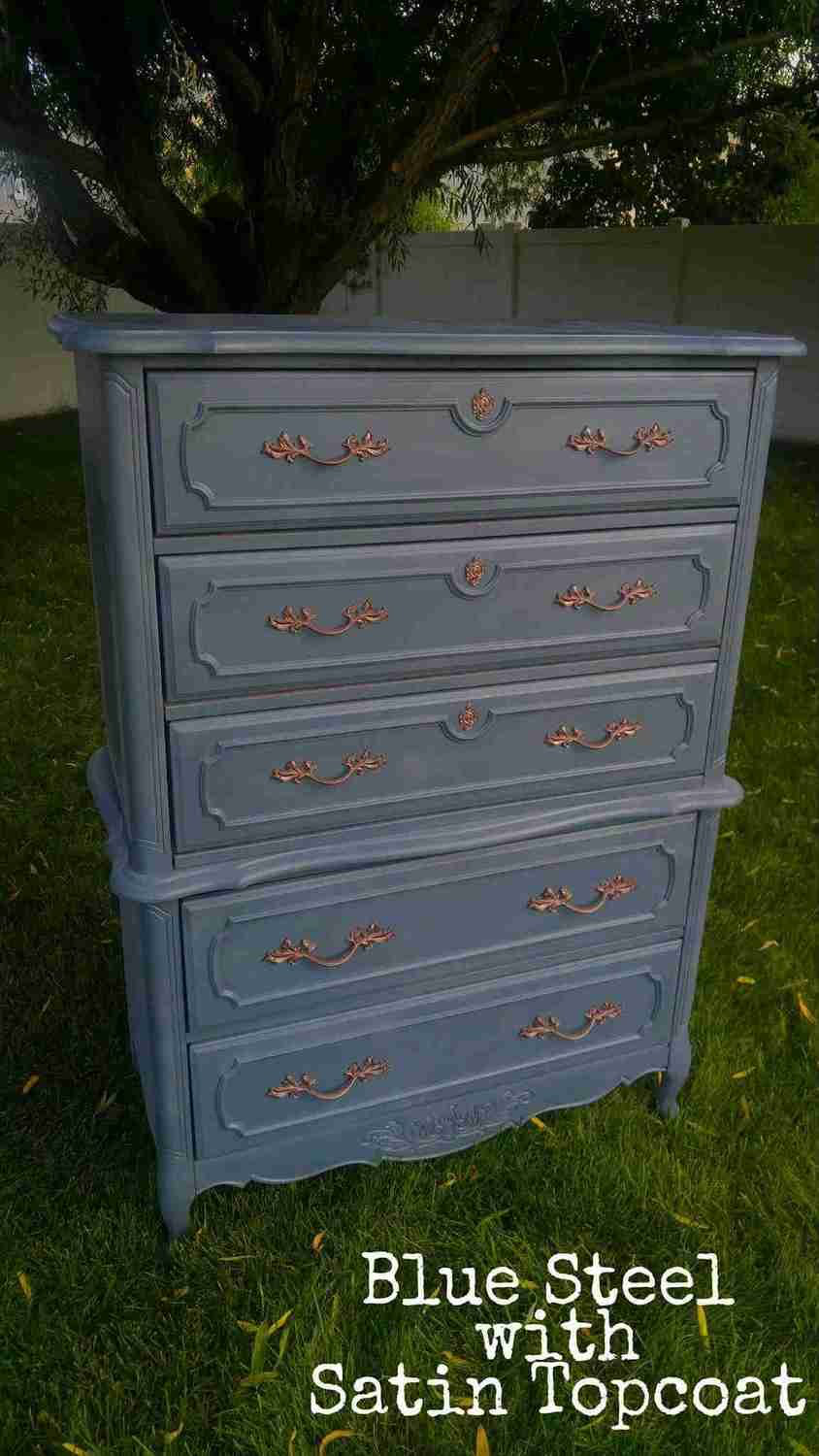 2 Chicks and a Toolbelt Chalky Chicks Furniture Paint Blue Steel